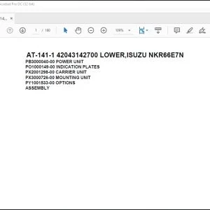 Tadano Crane AT-141-1 42043142700 LOWER,ISUZU NKR66E7N Spare Parts Catalog Manual - PDF DOWNLOAD