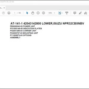 Tadano Crane AT-141-1 42043142800 LOWER ISUZU NPR32CBXNBV Spare Parts Catalog Manual - PDF DOWNLOAD