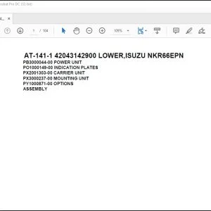 Tadano Crane AT-141-1 42043142900 LOWER ISUZU NKR66EPN Parts Catalog Manual  - PDF DOWNLOAD