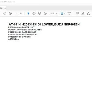 Tadano Crane AT-141-1 42043143100 LOWER,ISUZU NKR66E2N Spare Parts Catalog Manual - PDF DOWNLOAD