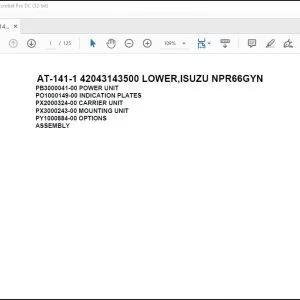 Tadano Crane AT-141-1 42043143500 LOWER ISUZU NPR66GYN Spare Parts Catalog Manual  - PDF DOWNLOAD