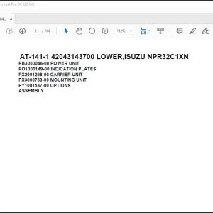Tadano Crane AT-141-1 42043143700 LOWER ISUZU NPR32C1XN Spare Parts Catalog Manual - PDF DOWNLOAD