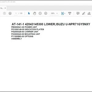 Tadano Crane AT-141-1 42043145300 LOWER ISUZU U-NPR71GY5NXY Spare Parts Catalog Manual  - PDF DOWNLOAD