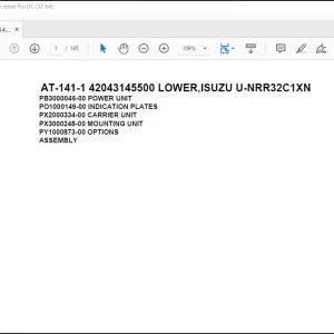 Tadano Crane AT-141-1 42043145500 LOWER ISUZU U-NRR32C1XN Parts Catalog Manual - PDF DOWNLOAD