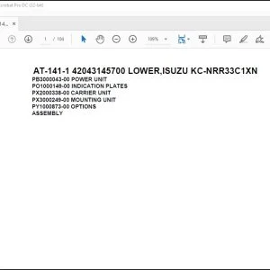 Tadano Crane AT-141-1 42043145700 LOWER ISUZU KC-NRR33C1XN Parts Catalog Manual - PDF DOWNLOAD