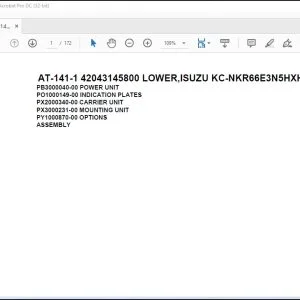 Tadano Crane AT-141-1 42043145800 LOWER,ISUZU KC-NKR66E3N5HXH Spare Parts Catalog Manual - PDF DOWNLOAD