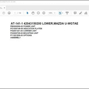 Tadano Crane AT-141-1 42043150200 LOWER,MAZDA U-WGTAE Spare Parts Catalog Manual  - PDF DOWNLOAD