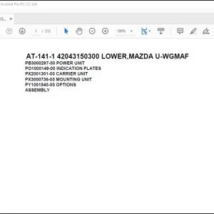 Tadano Crane AT-141-1 42043150300 LOWER,MAZDA U-WGMAF Spare Parts Catalog Manual - PDF DOWNLOAD