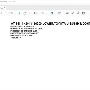 Tadano Crane AT-141-1 42043160200 LOWER,TOYOTA U-BU66H-MDDHT3 Spare Parts Catalog Manual - PDF DOWNLOAD