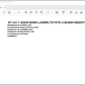Tadano Crane AT-141-1 42043160500 LOWER,TOYOTA U-BU66H-MDDHT3 Spare Parts Catalog Manual - PDF DOWNLOAD