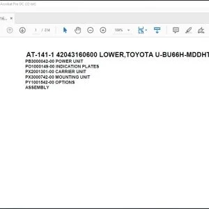 Tadano Crane AT-141-1 42043160600 LOWER,TOYOTA U-BU66H-MDDHTJ Spare Parts Catalog Manual  - PDF DOWNLOAD