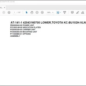 Tadano Crane AT-141-1 42043160700 LOWER TOYOTA KC-BU102H-VLNK Spare Parts Catalog Manual   - PDF DOWNLOAD