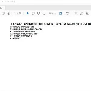 Tadano Crane AT-141-1 42043160900 LOWER TOYOTA KC-BU102H-VLNK Spare Parts Catalog Manual - PDF DOWNLOAD