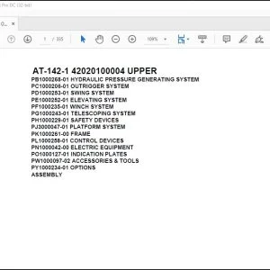 Tadano Crane AT-142-1 42020100004 UPPER Spare Parts Catalog Manual - PDF DOWNLOAD