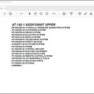 Tadano Crane AT-142-1 42020100007 UPPER Parts Catalog Manual - PDF DOWNLOAD