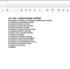 Tadano Crane AT-142-1 42020100009 UPPER Spare Parts Catalog Manual - PDF DOWNLOAD
