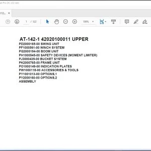 Tadano Crane AT-142-1 42020100011 UPPER Spare Parts Catalog Manual -  PDF DOWNLOAD