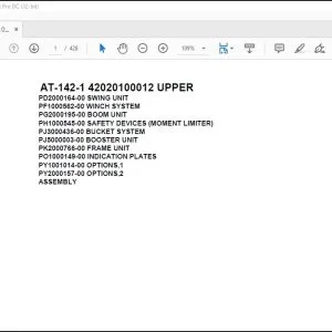 Tadano Crane AT-142-1 42020100012 UPPER Spare Parts Catalog Manual - PDF DOWNLOAD