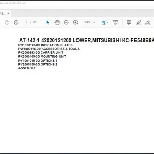 Tadano Crane AT-142-1 42020121200 LOWER MITSUBISHI KC-FE548B6K Spare Parts Catalog Manual - PDF DOWNLOAD