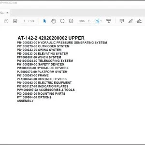 Tadano Crane AT-142-2 42020200002 UPPER Spare Parts Manual -  PDF DOWNLOAD