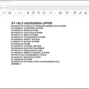 Tadano Crane AT-142-2 42020200004 UPPER Spare Parts Manual - PDF DOWNLOAD