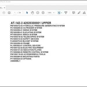 Tadano Crane AT-142-3 42020300001 UPPER Parts Catalog Manual - PDF DOWNLOAD
