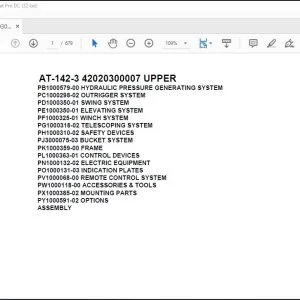 Tadano Crane AT-142-3 42020300007 UPPER Parts Catalog Manual - PDF DOWNLOAD