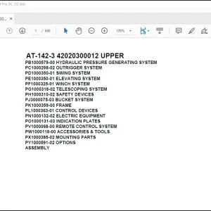 Tadano Crane AT-142-3 42020300012 UPPER Parts Catalog Manual - PDF DOWNLOAD
