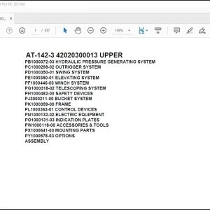 Tadano Crane AT-142-3 42020300013 UPPER Parts Catalog Manual - PDF DOWNLOAD