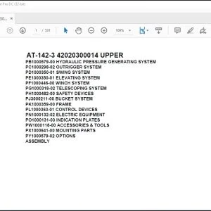 Tadano Crane AT-142-3 42020300014 UPPER Parts Catalog Manual - PDF DOWNLOAD