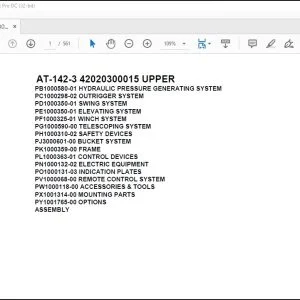 Tadano Crane AT-142-3 42020300015 UPPER Parts Catalog Manual - PDF DOWNLOAD