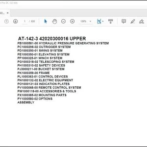 Tadano Crane AT-142-3 42020300016 UPPER Parts Catalog Manual - PDF DOWNLOAD