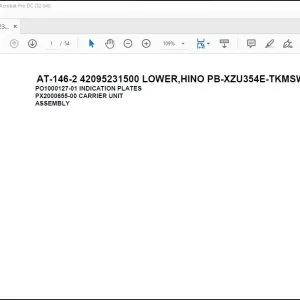 Tadano Crane AT-146-2 42095231500 LOWER HINO PB-XZU354E-TKMSW6 Spare Parts Manual - PDF DOWNLOAD