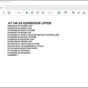 Tadano Crane AT-146-2A 42095900058 UPPER Parts Manual -  PDF DOWNLOAD