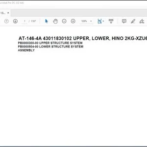 Tadano Crane AT-146-4A 43011830102 UPPER LOWER HINO 2KG-XZU600F-TKFSE6 Parts Catalog Manual