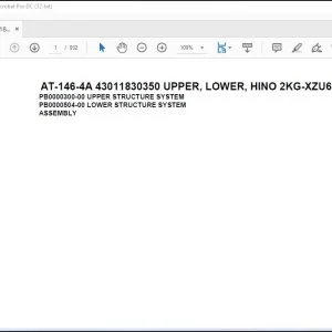 Tadano Crane AT-146-4A 43011830350 UPPER, LOWER, HINO 2KG-XZU600F Parts Catalog Manual - PDF DOWNLOAD
