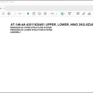 Tadano Crane AT-146-4A 43011830451 UPPER LOWER HINO 2KG-XZU600F Parts Catalog Manual  - PDF DOWNLOAD