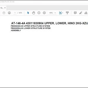 Tadano Crane AT-146-4A 43011830904 UPPER LOWER HINO 2KG-XZU600F-TKFSE6 Parts Catalog Manual -  PDF DOWNLOAD