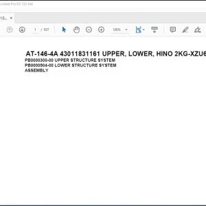 Tadano Crane AT-146-4A 43011831161 UPPER, LOWER, HINO 2KG-XZU600F Parts Catalog Manual - PDF DOWNLOAD