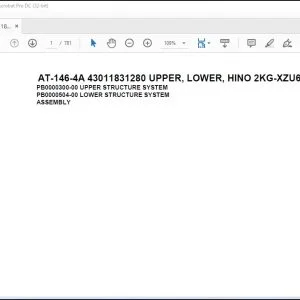 Tadano Crane AT-146-4A 43011831280 UPPER, LOWER, HINO 2KG-XZU600F Spare Parts Catalog Manual - PDF DOWNLOAD