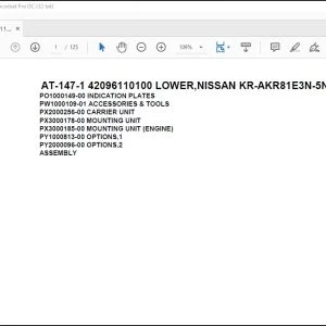 Tadano Crane AT-147-1 42096110100 LOWER,NISSAN KR-AKR81E3N-5NXPY Spare Parts Manual - PDF DOWNLOAD