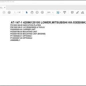 Tadano Crane AT-147-1 42096120100 LOWER,MITSUBISHI KK-53EBX6K2 Spare Parts Catalog Manual - PDF DOWNLOAD