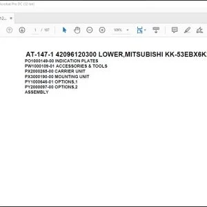 Tadano Crane AT-147-1 42096120300 LOWER,MITSUBISHI KK-53EBX6K2 Spare Parts Catalog Manual - PDF DOWNLOAD