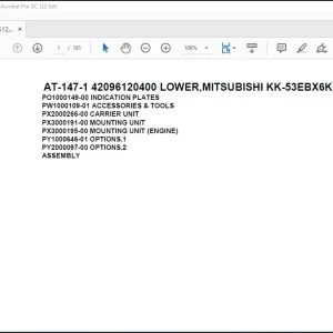 Tadano Crane AT-147-1 42096120400 LOWER,MITSUBISHI KK-53EBX6K2 Spare Parts Catalog Manual - PDF DOWNLOAD