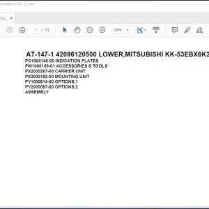 Tadano Crane AT-147-1 42096120500 LOWER,MITSUBISHI KK-53EBX6K2 Spare Parts Manual - PDF DOWNLOAD