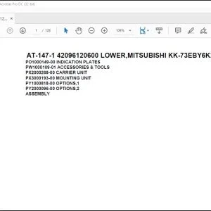 Tadano Crane AT-147-1 42096120600 LOWER MITSUBISHI KK-73EBY6K2 Spare Parts Manual - PDF DOWNLOAD