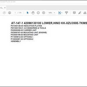 Tadano Crane AT-147-1 42096130100 LOWER,HINO KK-XZU350E-TKMSS6 Spare Parts Manual - PDF DOWNLOAD