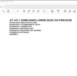 Tadano Crane AT-147-1 42096140400 LOWER ISUZU KK-FSR33G4S Spare Parts Manual - PDF DOWNLOAD
