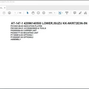 Tadano Crane AT-147-1 42096140500 LOWER,ISUZU KK-NKR72E3N-5N Spare Parts Manual - PDF DOWNLOAD