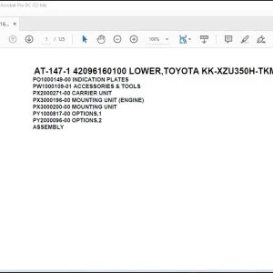 Tadano Crane AT-147-1 42096160100 LOWER,TOYOTA KK-XZU350H-TKMSS6 Spare Parts Manual - PDF DOWNLOAD